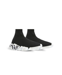 Speed 2. Graffiti Recycled knit Sneakers - Black & White