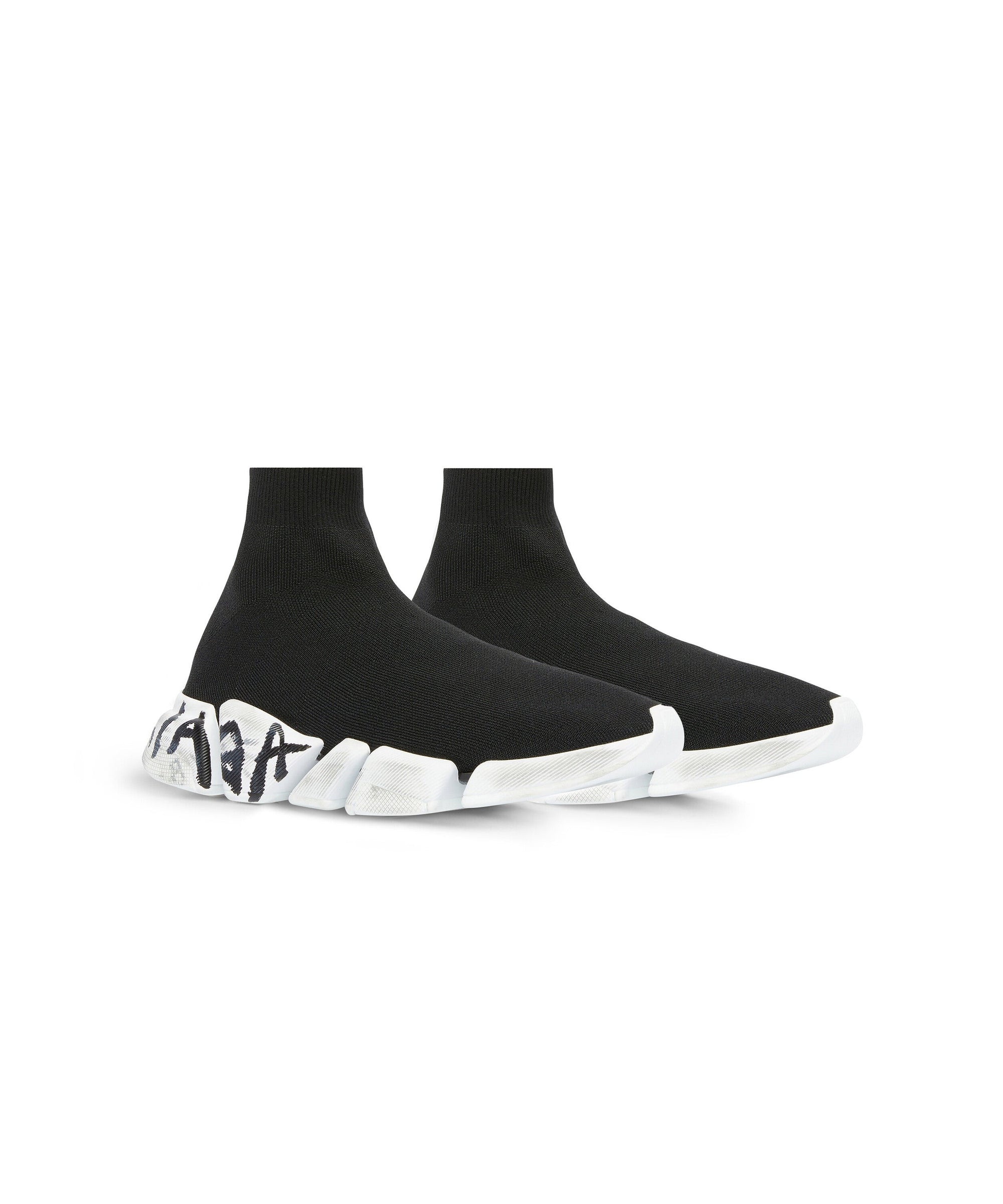 Speed 2. Graffiti Recycled knit Sneakers - Black & White