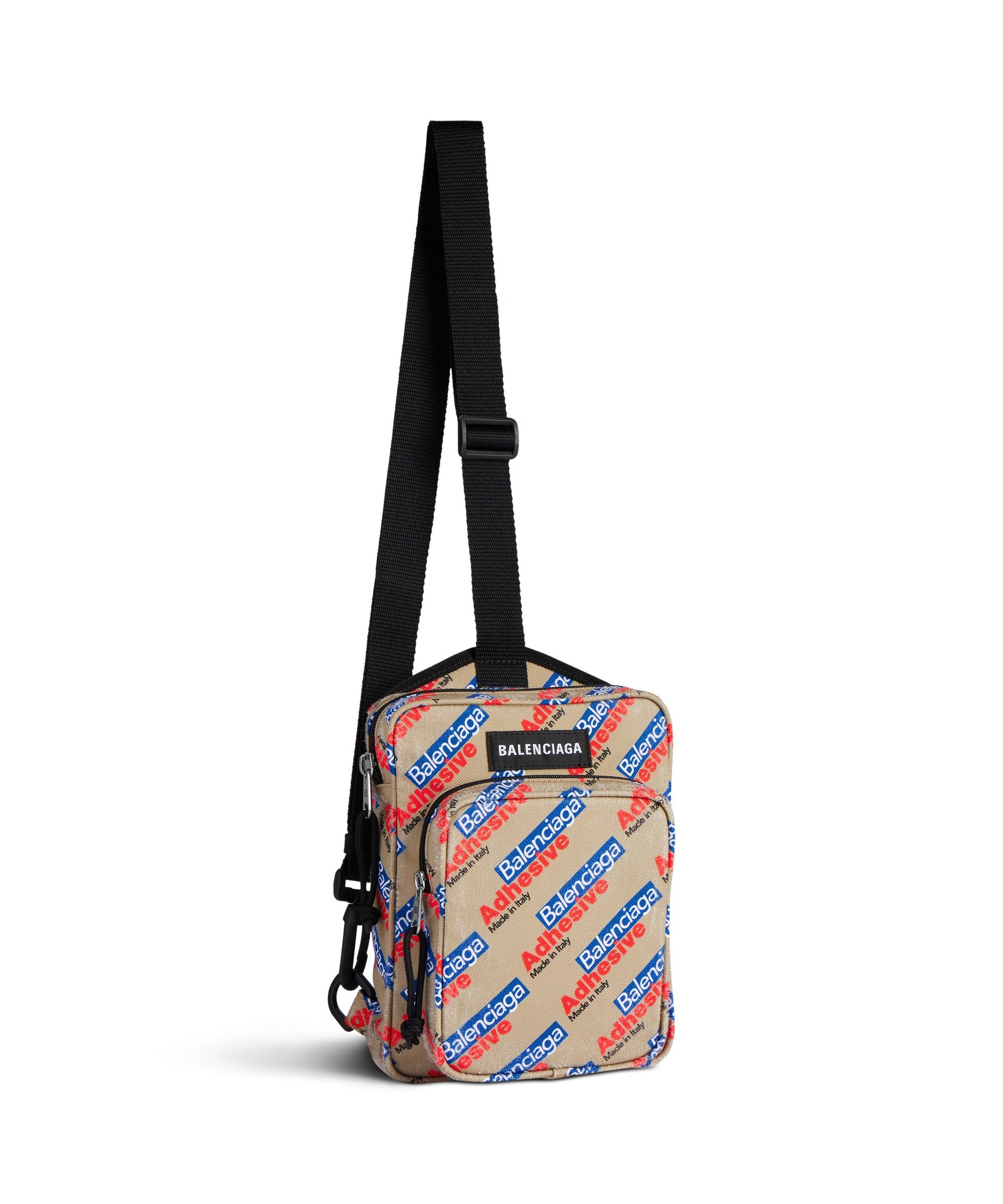 Explorer Crossbody Messenger Bag - Beige & Red & Blue