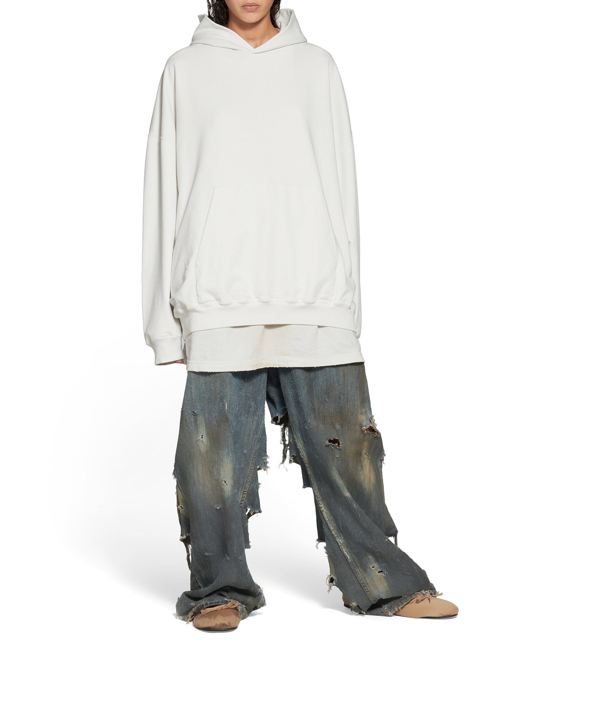 Balenciaga Back Hoodie - Dirty White & Silver