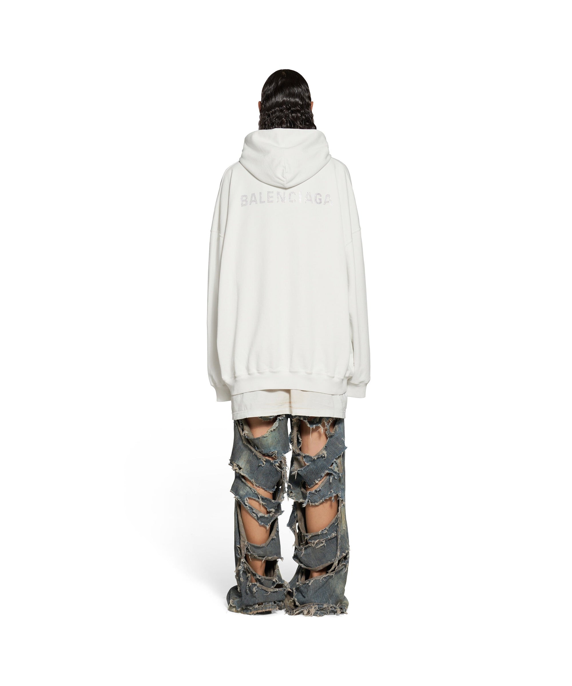 Balenciaga Back Hoodie - Dirty White & Silver