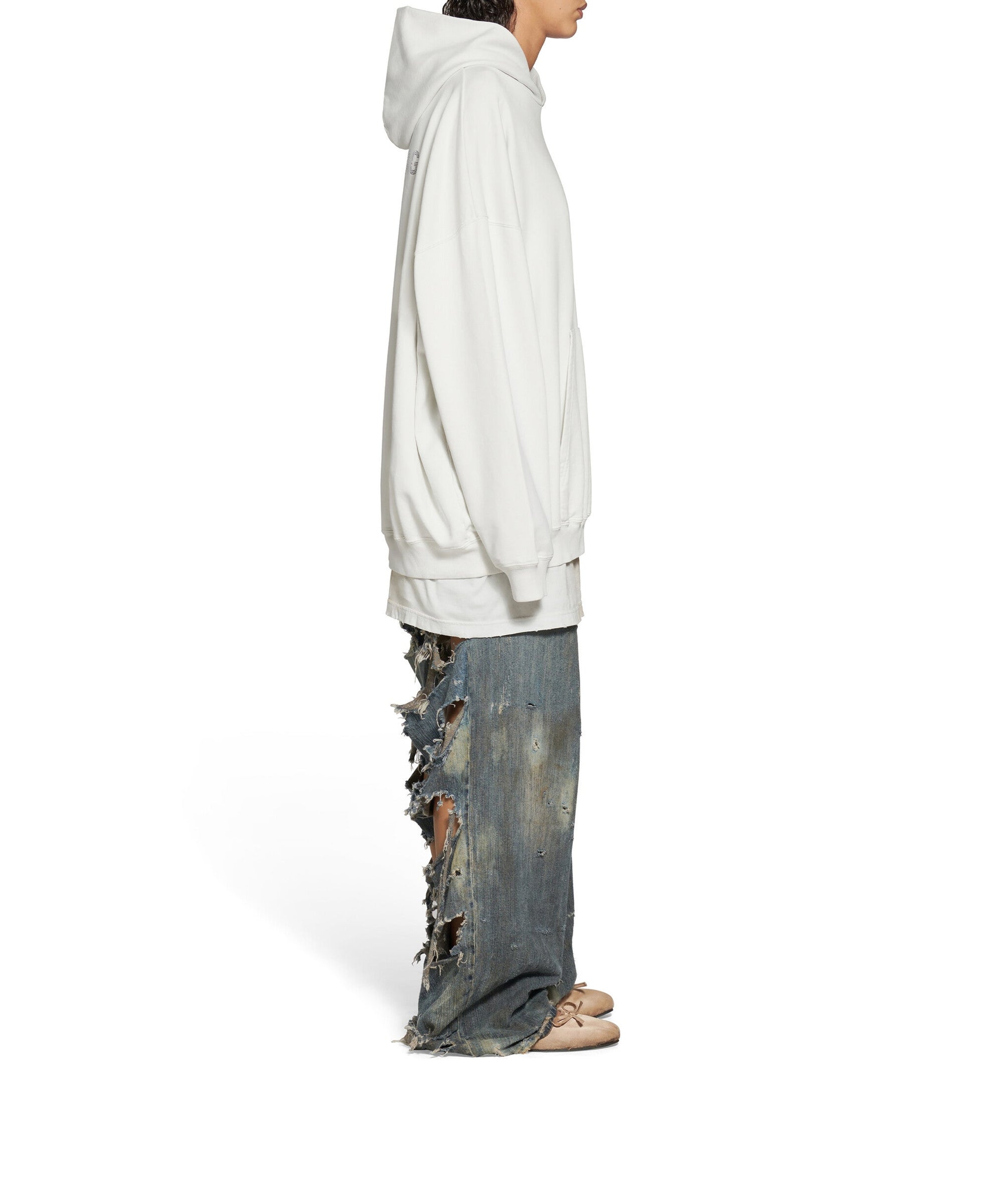 Balenciaga Back Hoodie - Dirty White & Silver