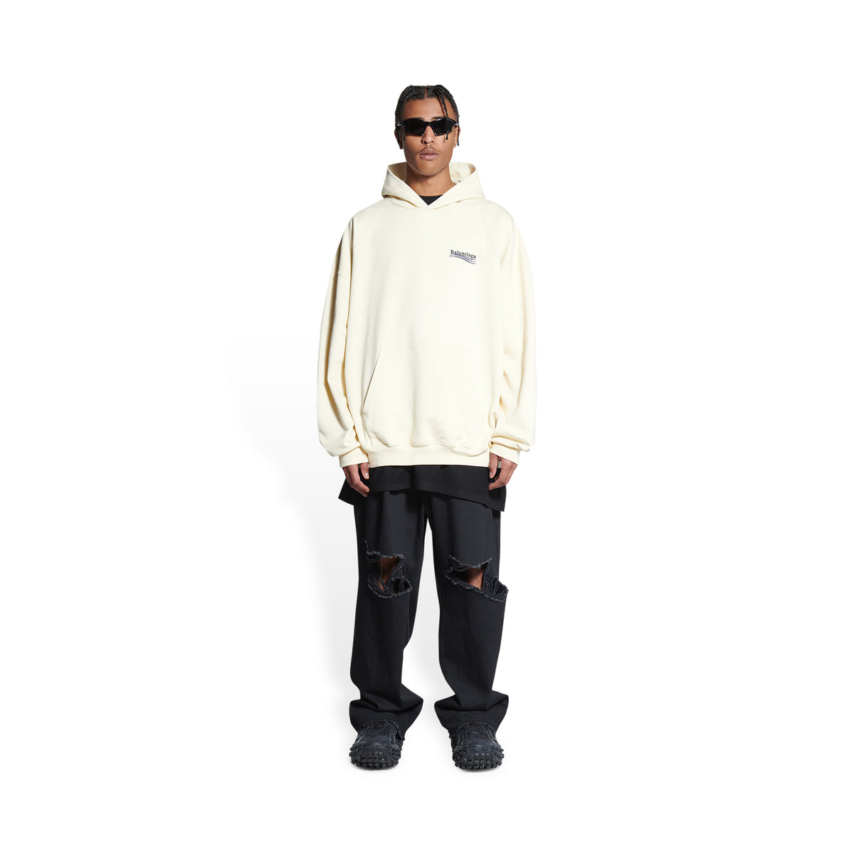 Political Campaign Hoodie - Cream & Black & Blue