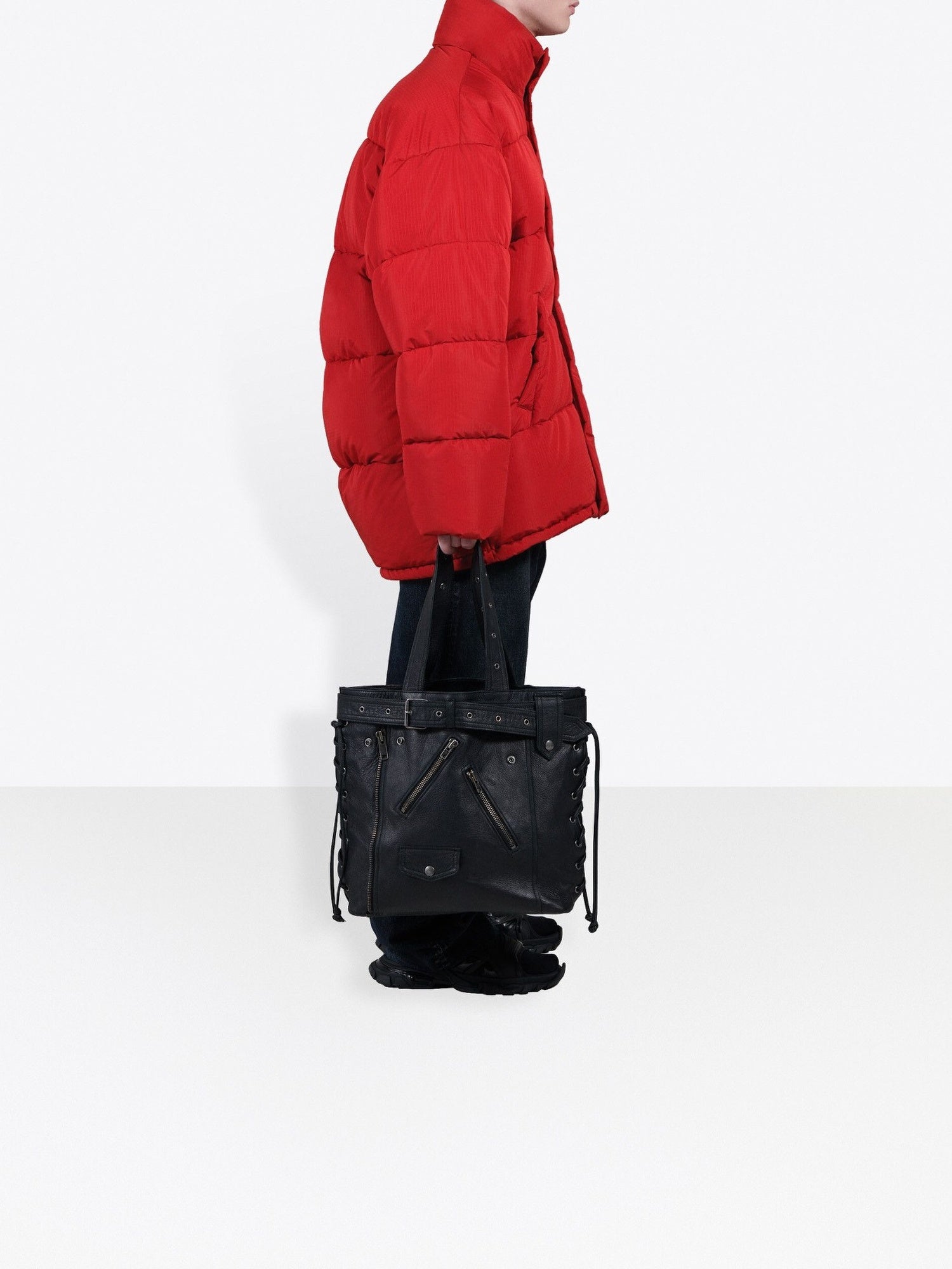 New C-Shape Puffer red Jacket - Red