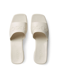 Rubber with logo white Mules - White