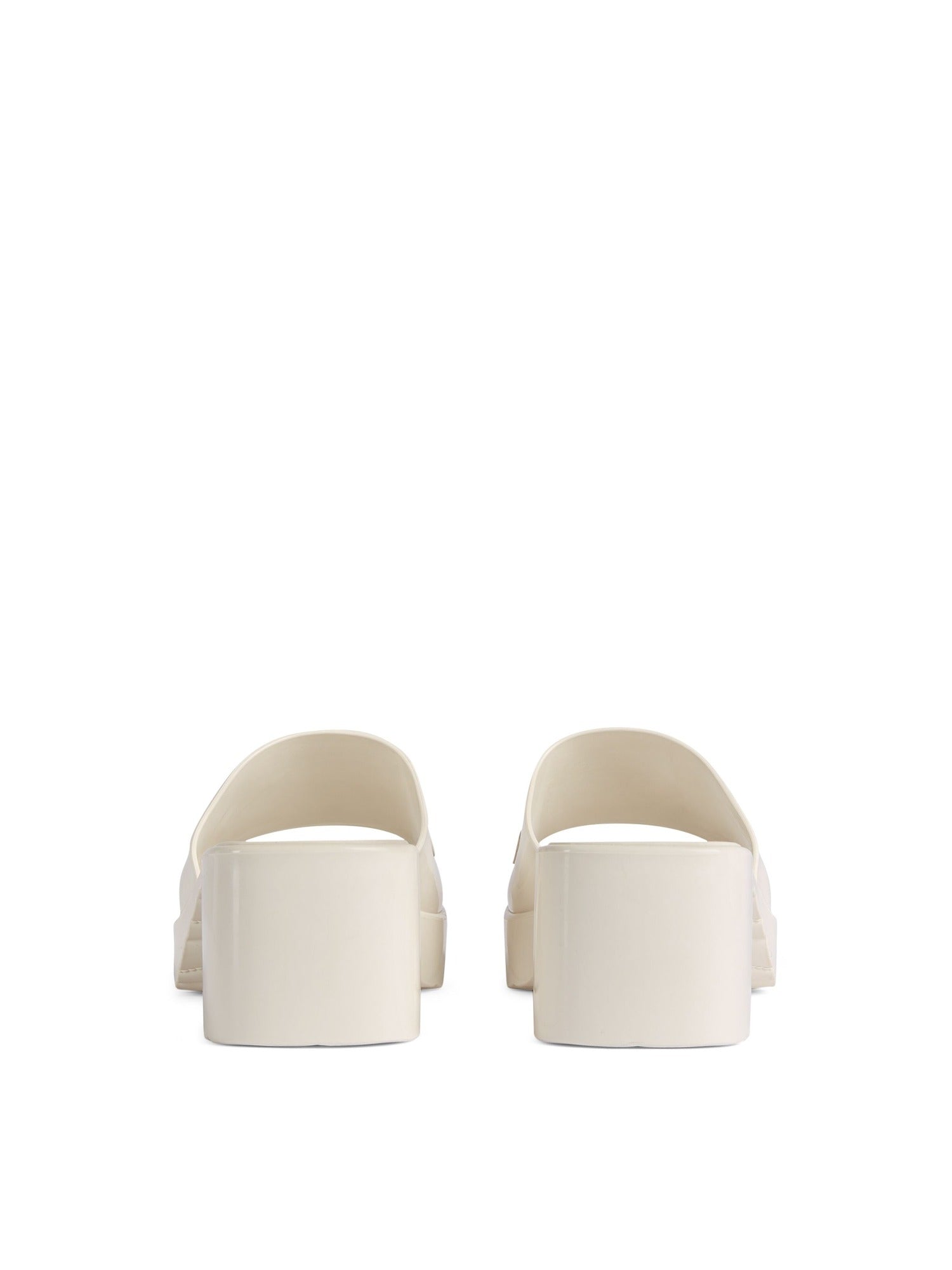 Rubber with logo white Mules - White