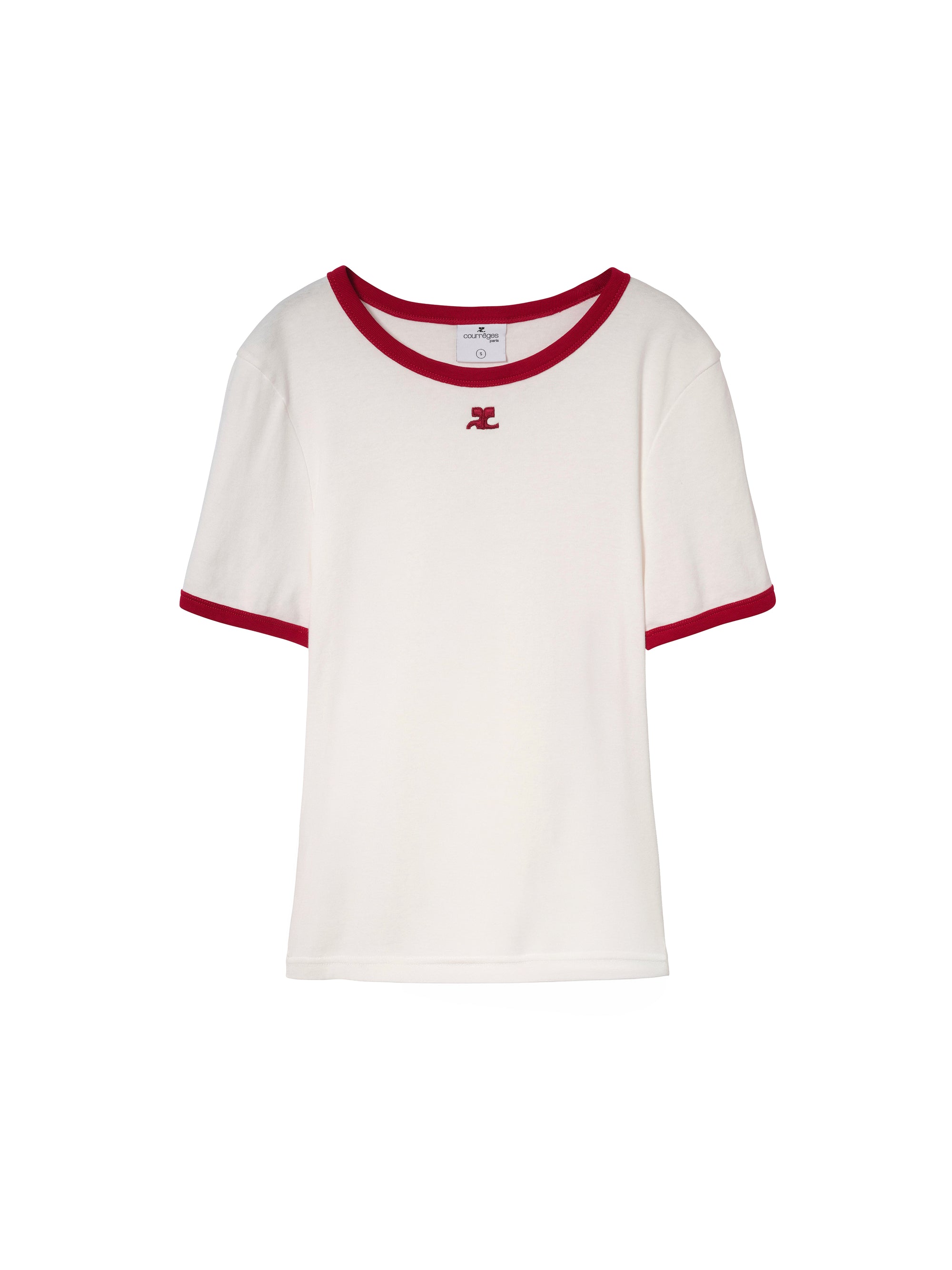 Signature contrast T-shirt - White & Grenat