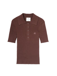Signature rib knit Polo - Chocolate