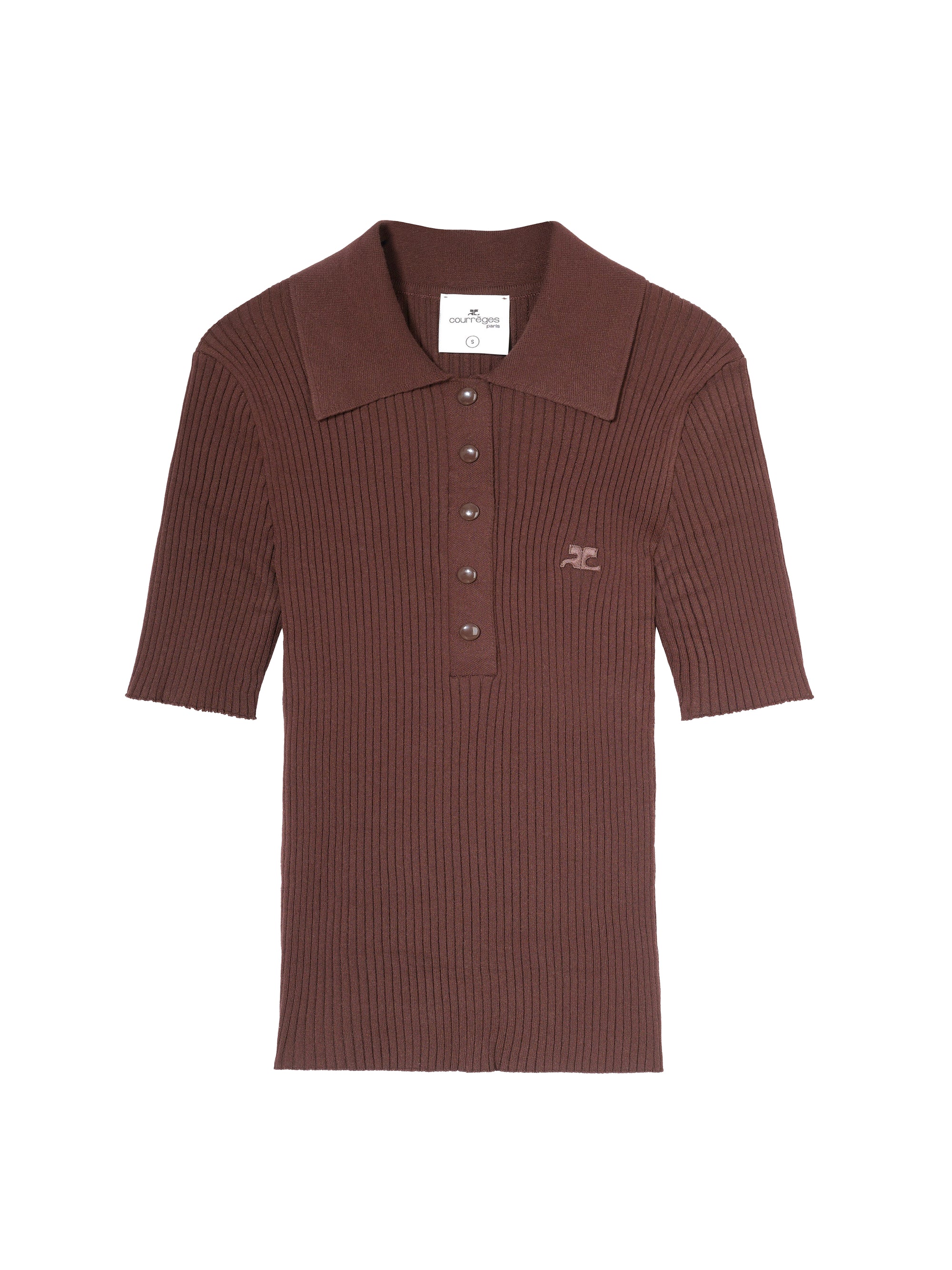 Signature rib knit Polo - Chocolate