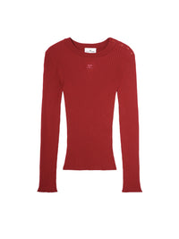 Shoulder snaps rib knit Sweater - Grenat