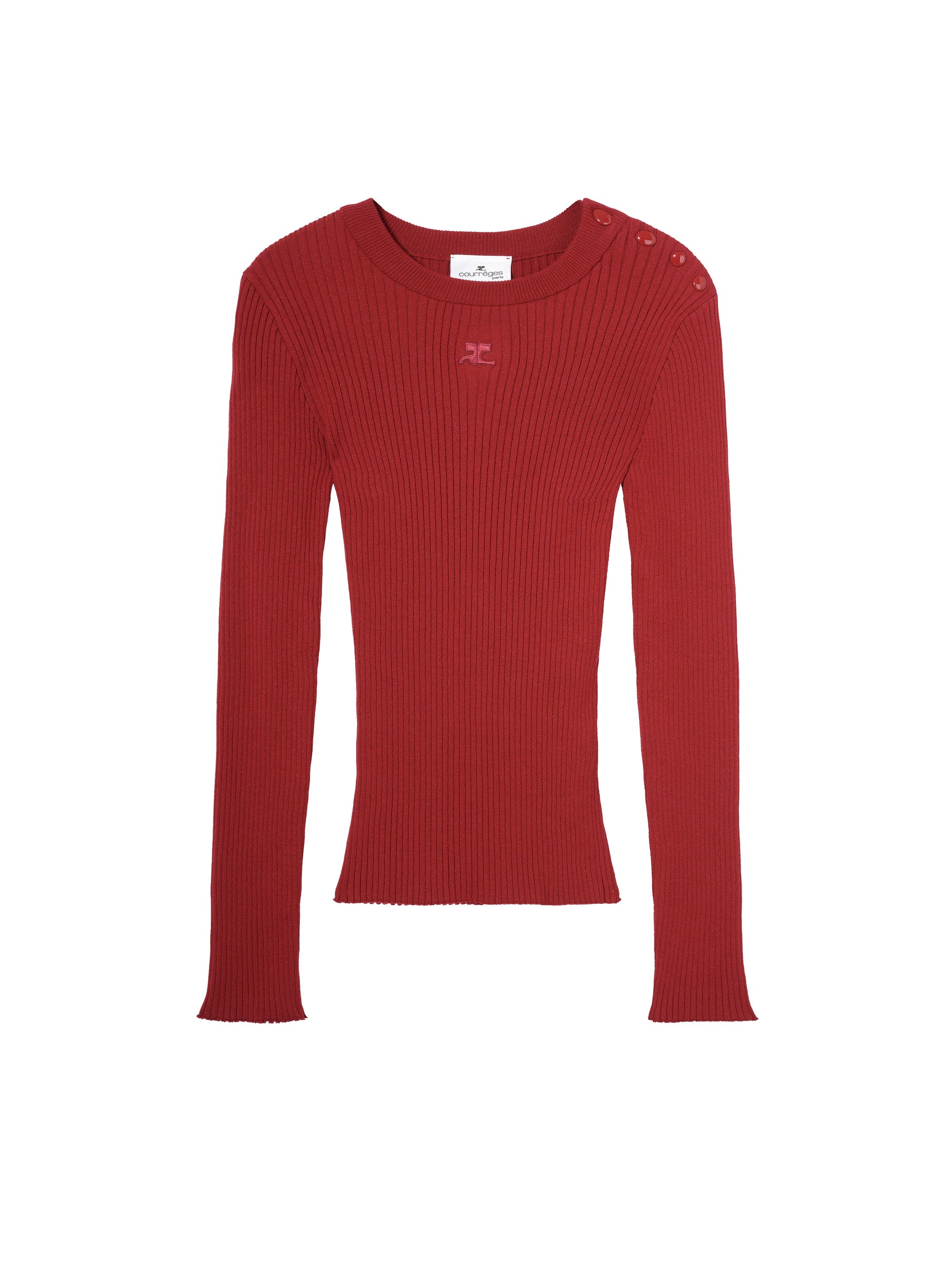 Shoulder snaps rib knit Sweater - Grenat