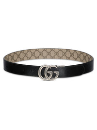 GG Reversible beige & ebony black W.37 Belt - Beige & Ebony & Black