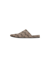 Cosy BB Monogram dark mink grey & brown Mules - Dark Mink Grey & Brown