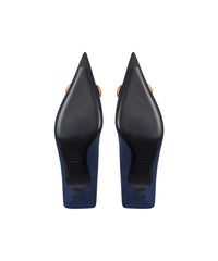 Square Knife BB 80 Pumps - Navy & Gold