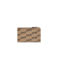 Signature Large Long Coin And Card Holder BB Monogram Coated Canvas - Beige & Brown