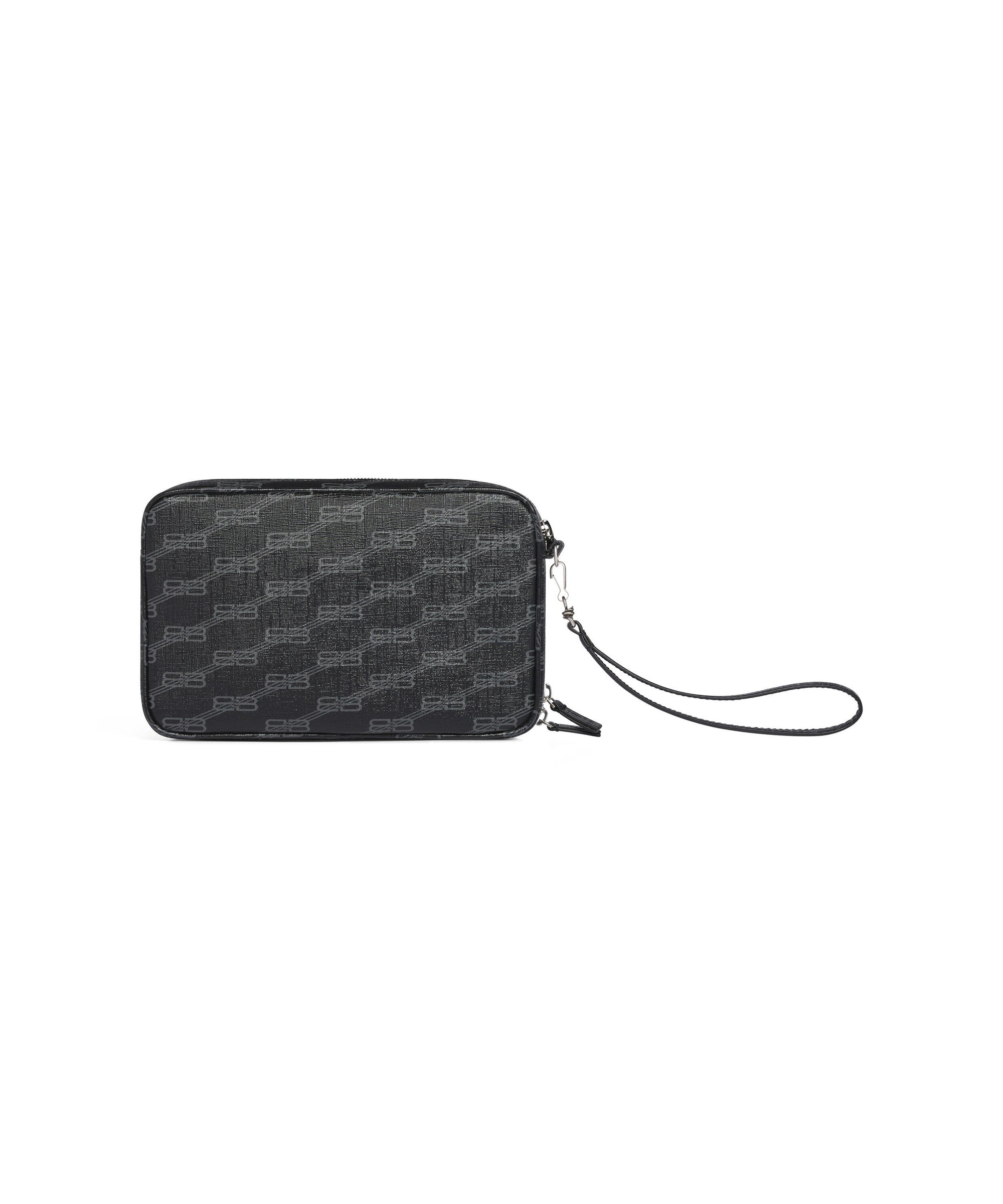Signature Pouch With Handle BB Monogram Coated Canvas - Black & Grey