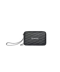 Signature Pouch With Handle BB Monogram Coated Canvas - Black & Grey