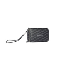 Signature Pouch With Handle BB Monogram Coated Canvas - Black & Grey