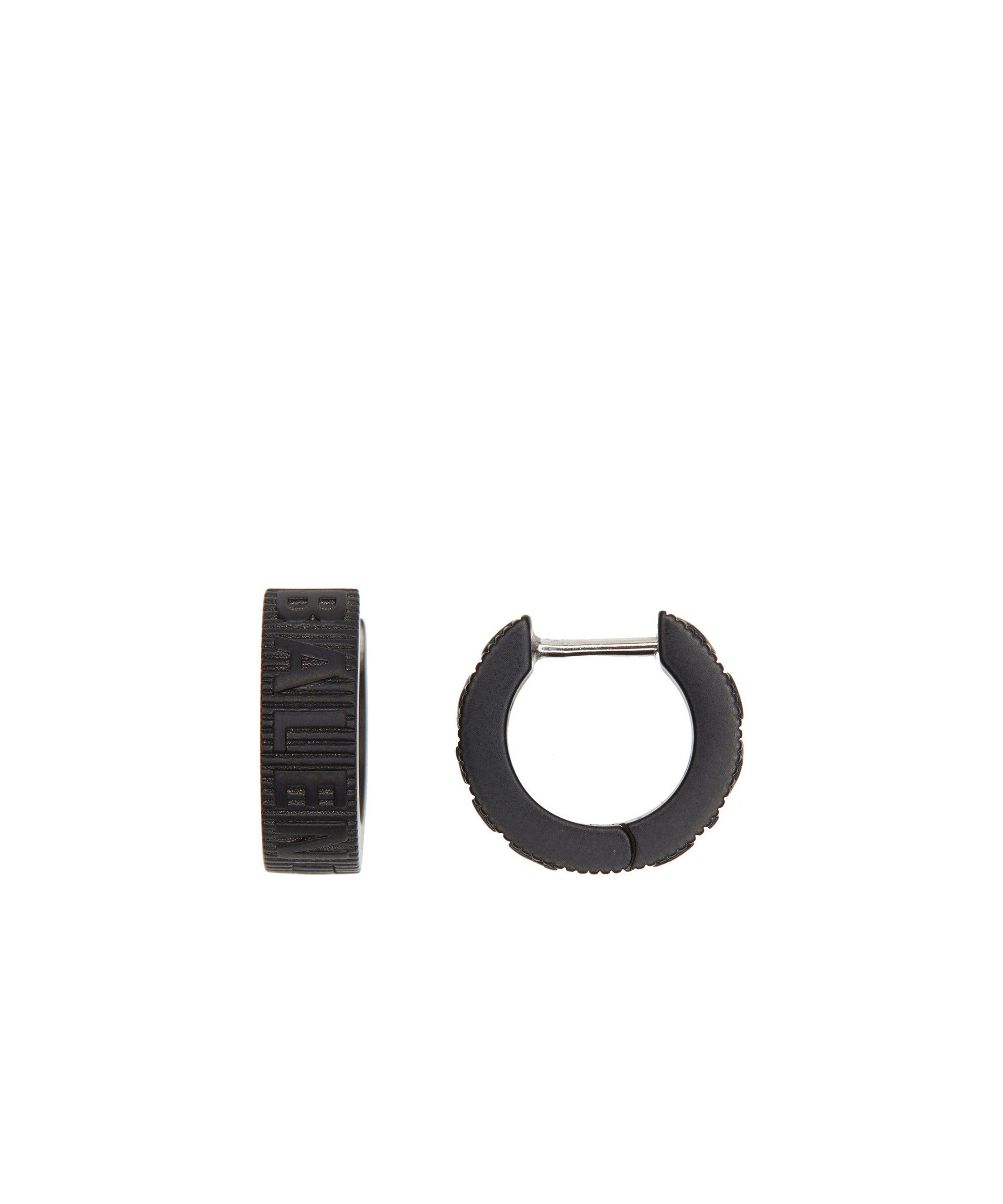 Logo Hoop Earrings - Black & Shiny Silver