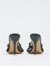 Stretch emerald green 90mm Mules - Emerald Green