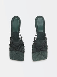 Stretch emerald green 90mm Mules - Emerald Green