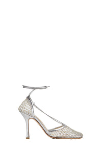 Stretch Lace-Up silver Sandals - Silver