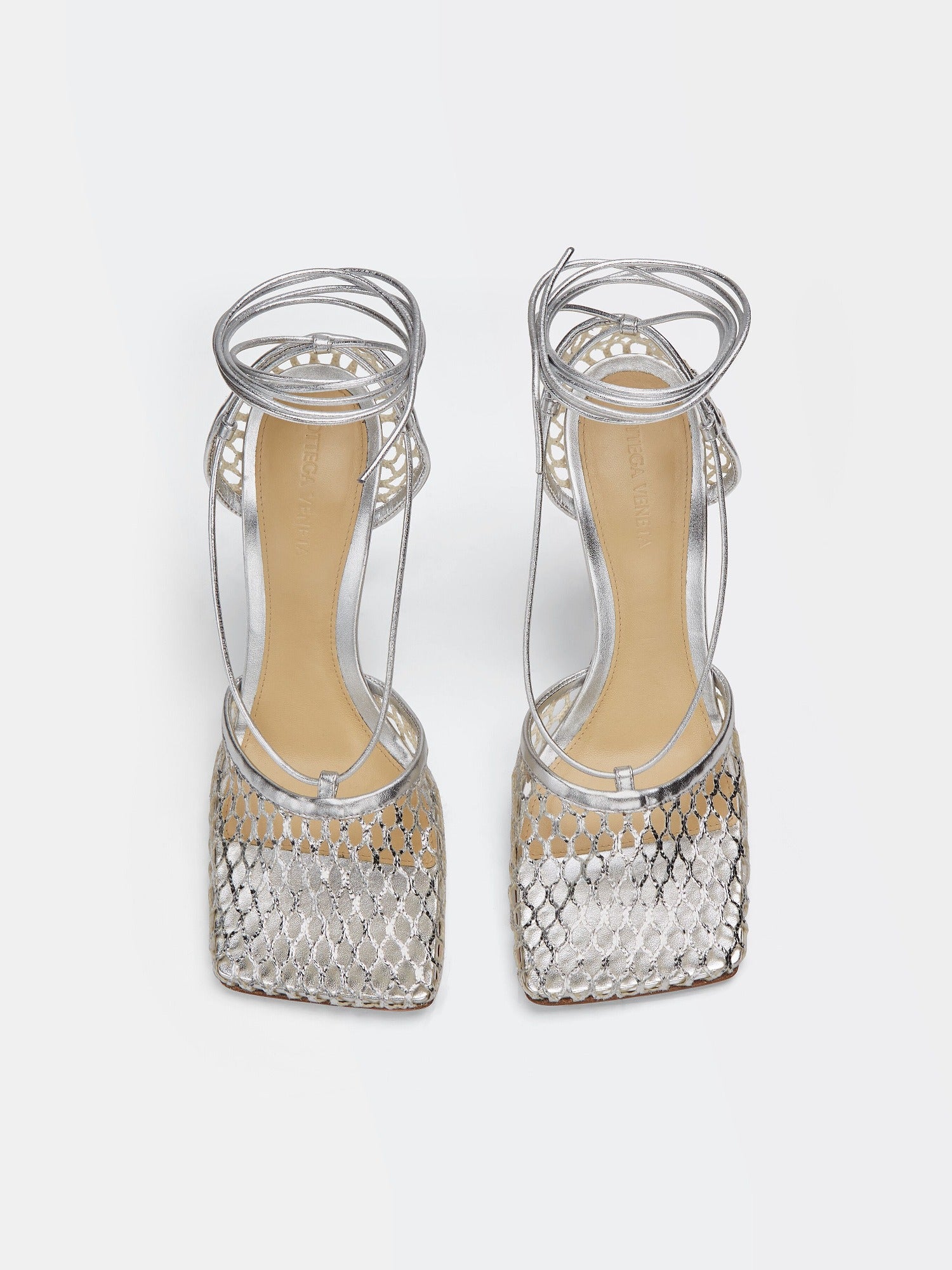 Stretch Lace-Up silver Sandals - Silver