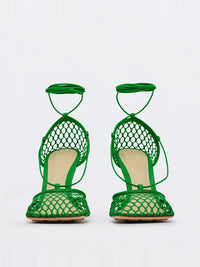 Stretch Lace-Up grass 90mm Sandals - Grass