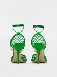 Stretch Lace-Up grass 90mm Sandals - Grass