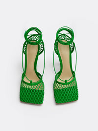 Stretch Lace-Up grass 90mm Sandals - Grass