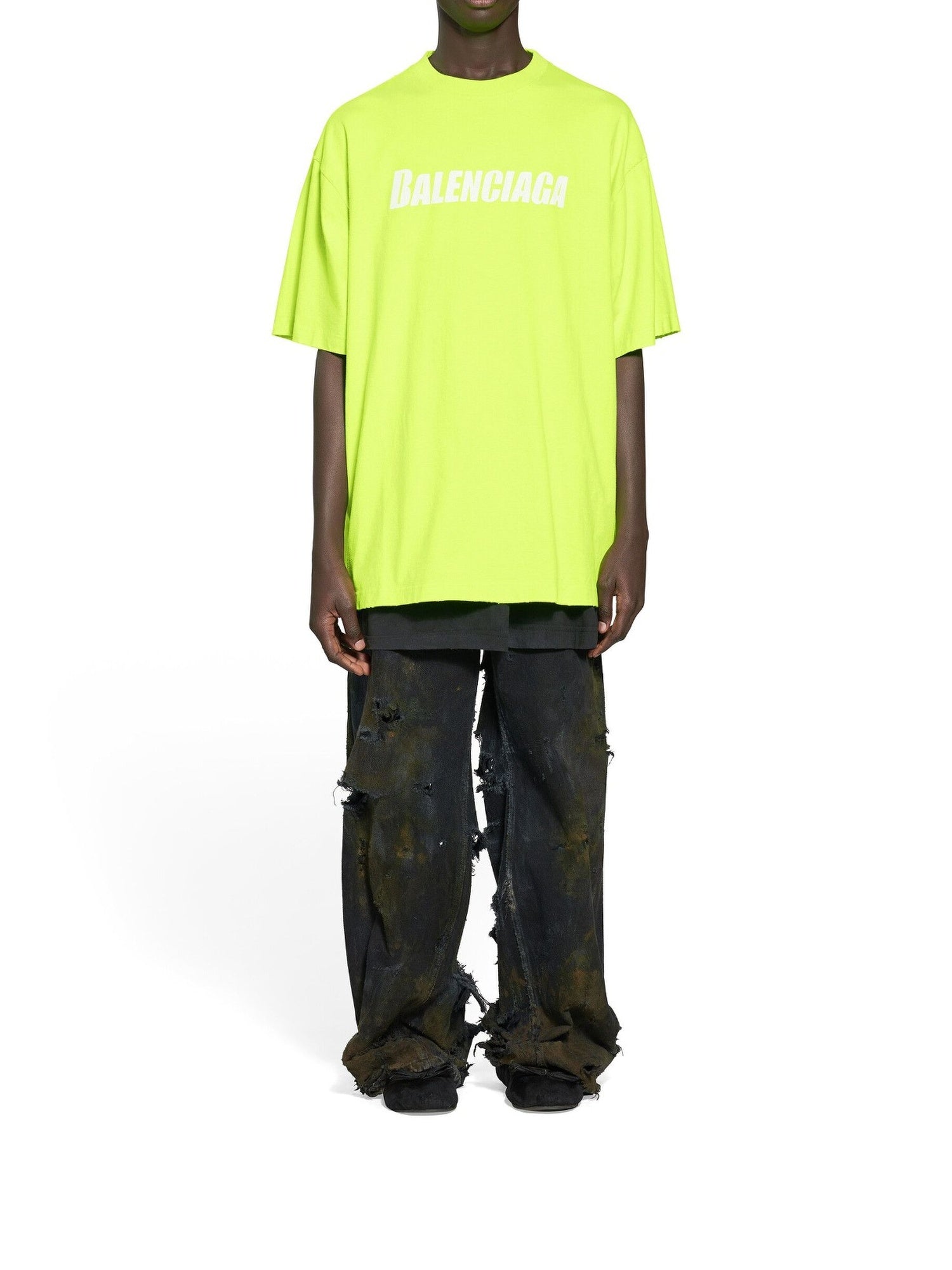 Caps fluo yellow & white T-shirt - Fluo Yellow & White