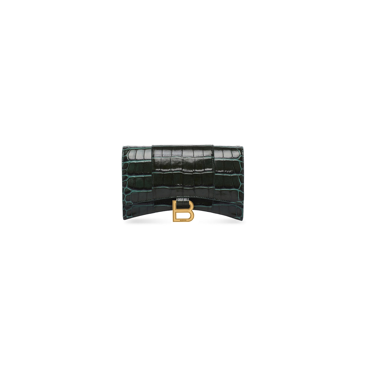 HOURGLASS / Hourglass Wallet On Chain Crocodile Embossed - Forest Green