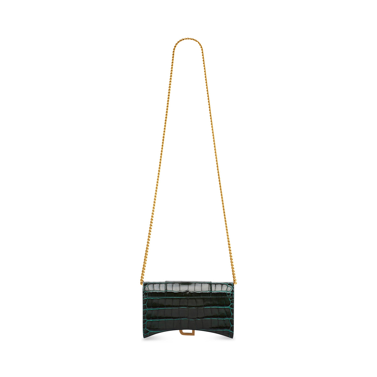 HOURGLASS / Hourglass Wallet On Chain Crocodile Embossed - Forest Green