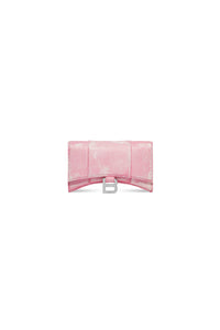 Hourglass butterfly pink Wallet On Chain Denim Print - Butterfly Pink