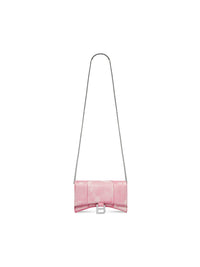 Hourglass butterfly pink Wallet On Chain Denim Print - Butterfly Pink
