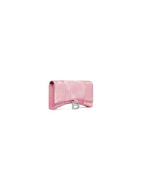Hourglass butterfly pink Wallet On Chain Denim Print - Butterfly Pink