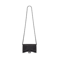 Hourglass Wallet On Chain With Rhinestones - Black