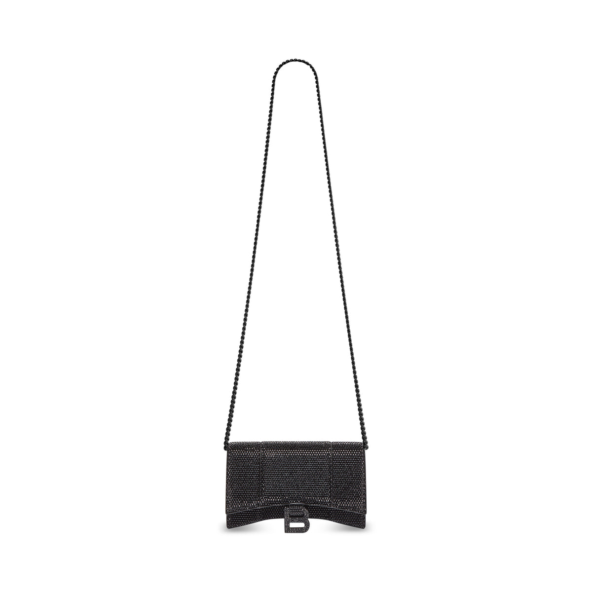 Hourglass Wallet On Chain With Rhinestones - Black