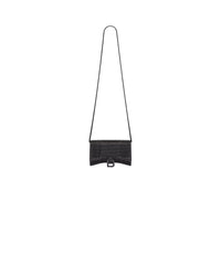 HOURGLASS / Hourglass Wallet On Chain With Rhinestones - Black