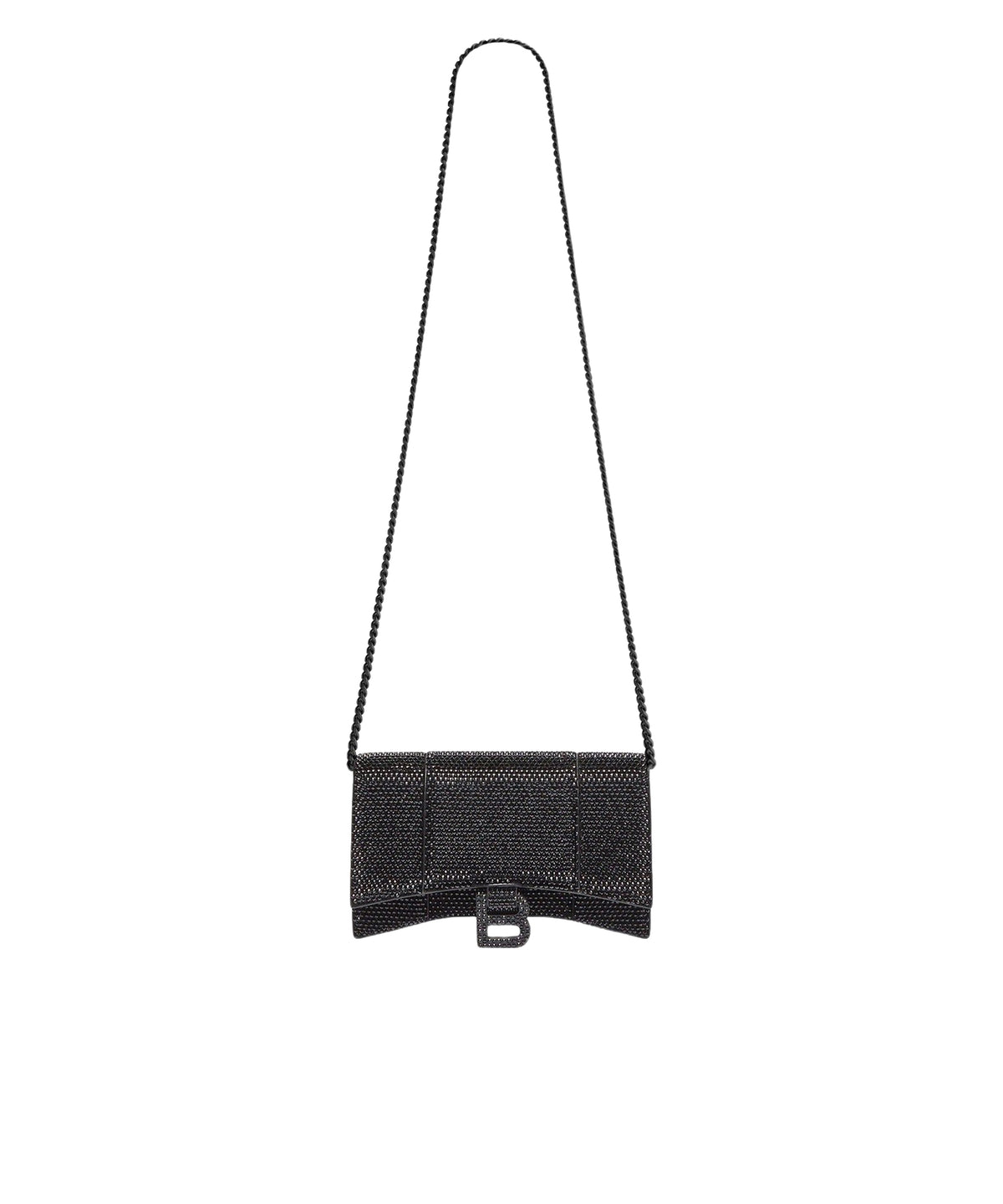 Hourglass Wallet On Chain With Rhinestones - Black
