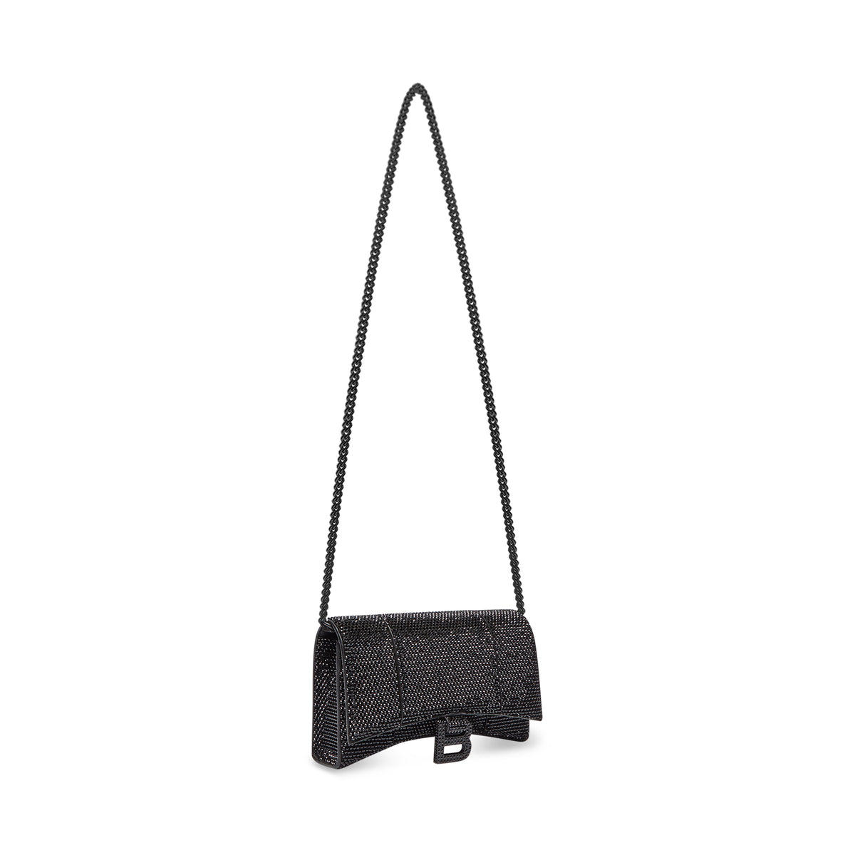 Hourglass Wallet On Chain With Rhinestones - Black