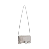 Hourglass Wallet On Chain With Rhinestones - Smoke Grey