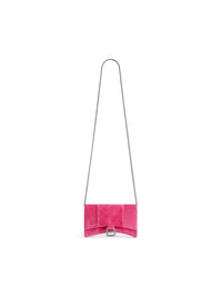 Hourglass bright pink Wallet On Chain Velvet Jersey - Bright Pink