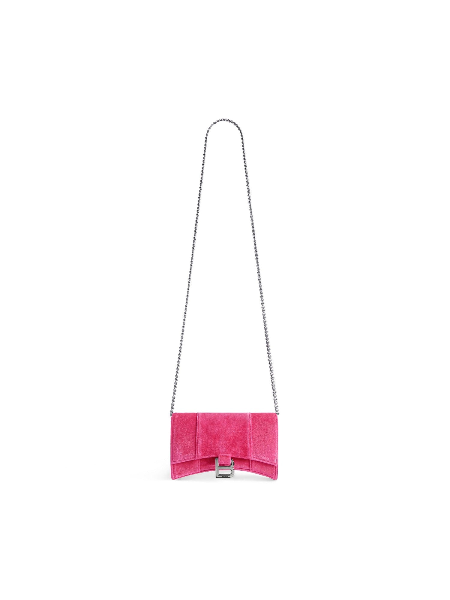 Hourglass bright pink Wallet On Chain Velvet Jersey - Bright Pink