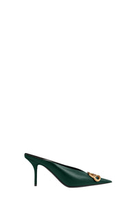 Square Knife BB dark green & gold 80mm Mules - Dark Green & Gold