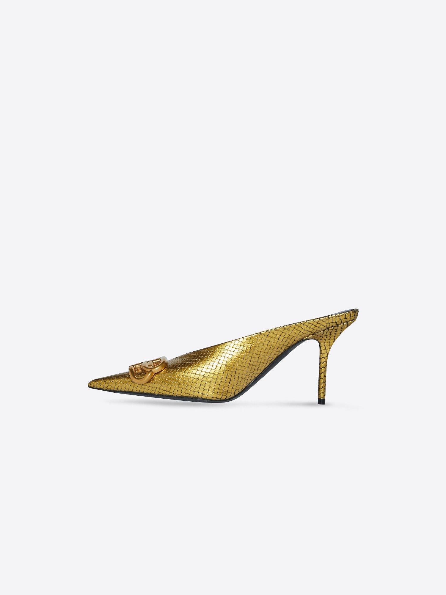 Square Knife BB gold & black 80mm Mules - Gold & Black
