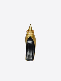 Square Knife BB gold & black 80mm Mules - Gold & Black