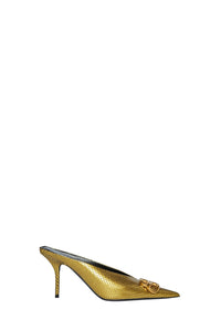 Square Knife BB gold & black 80mm Mules - Gold & Black