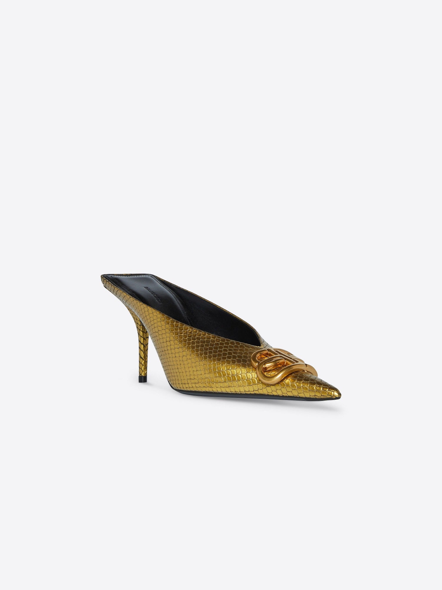 Square Knife BB gold & black 80mm Mules - Gold & Black