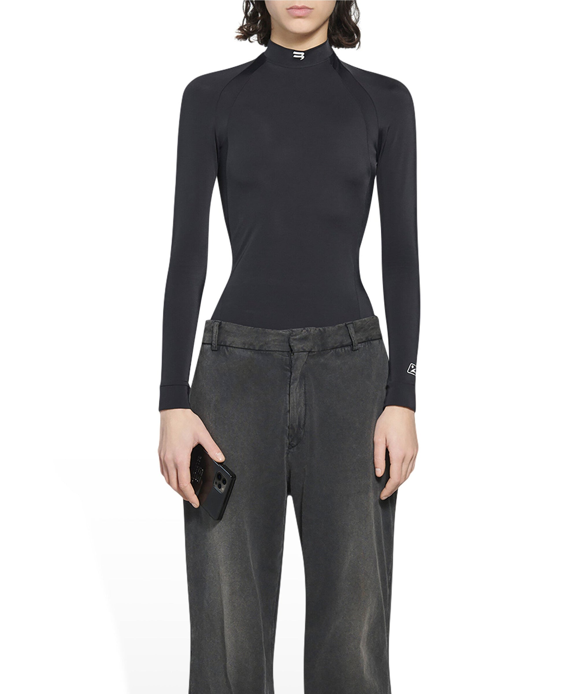 Sporty B Long Sleeve Top - Black & White